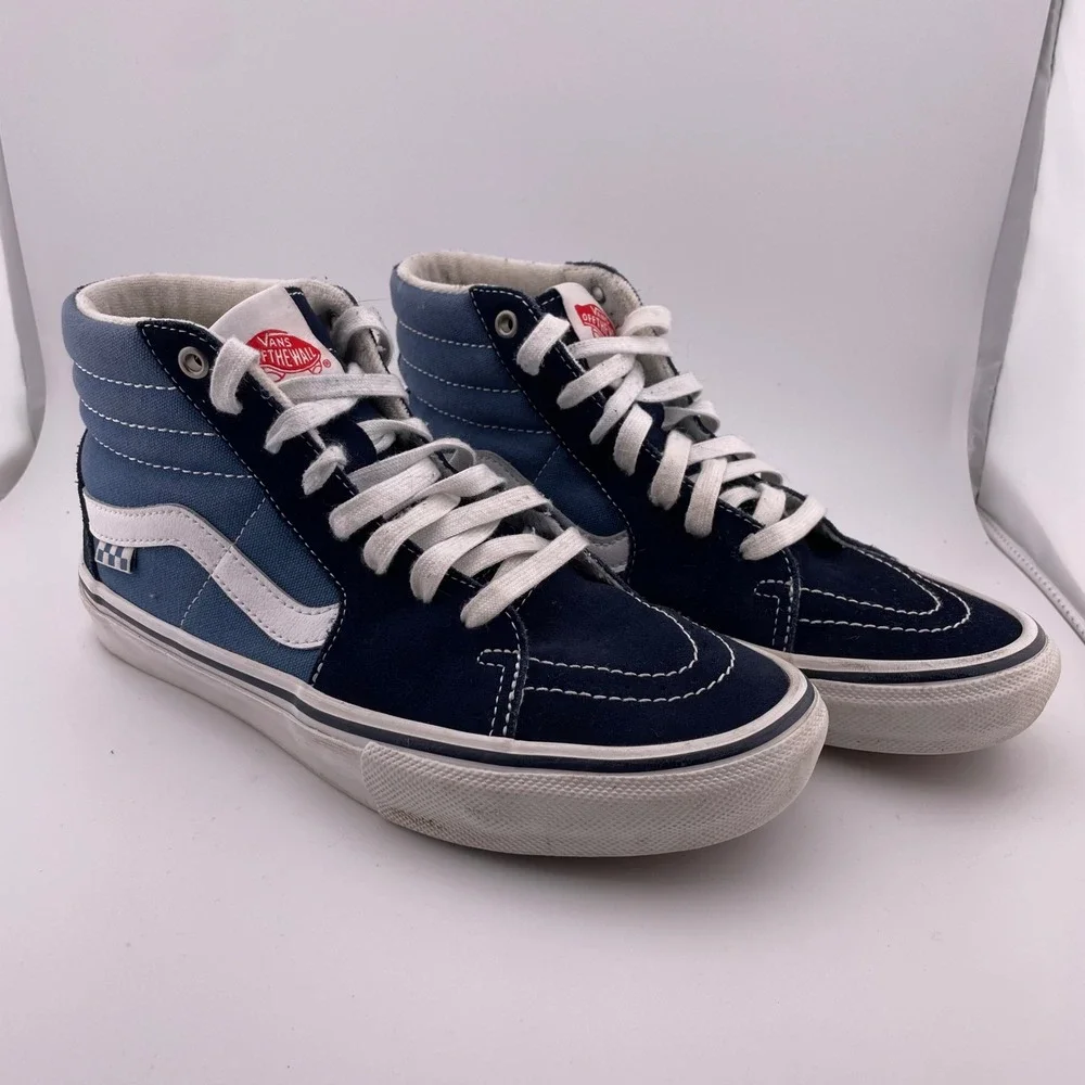 Vans SK8 Hi Pro Suede Canvas Skate Shoes Navy Blue White US‎ Men 7.5 UK 6.5